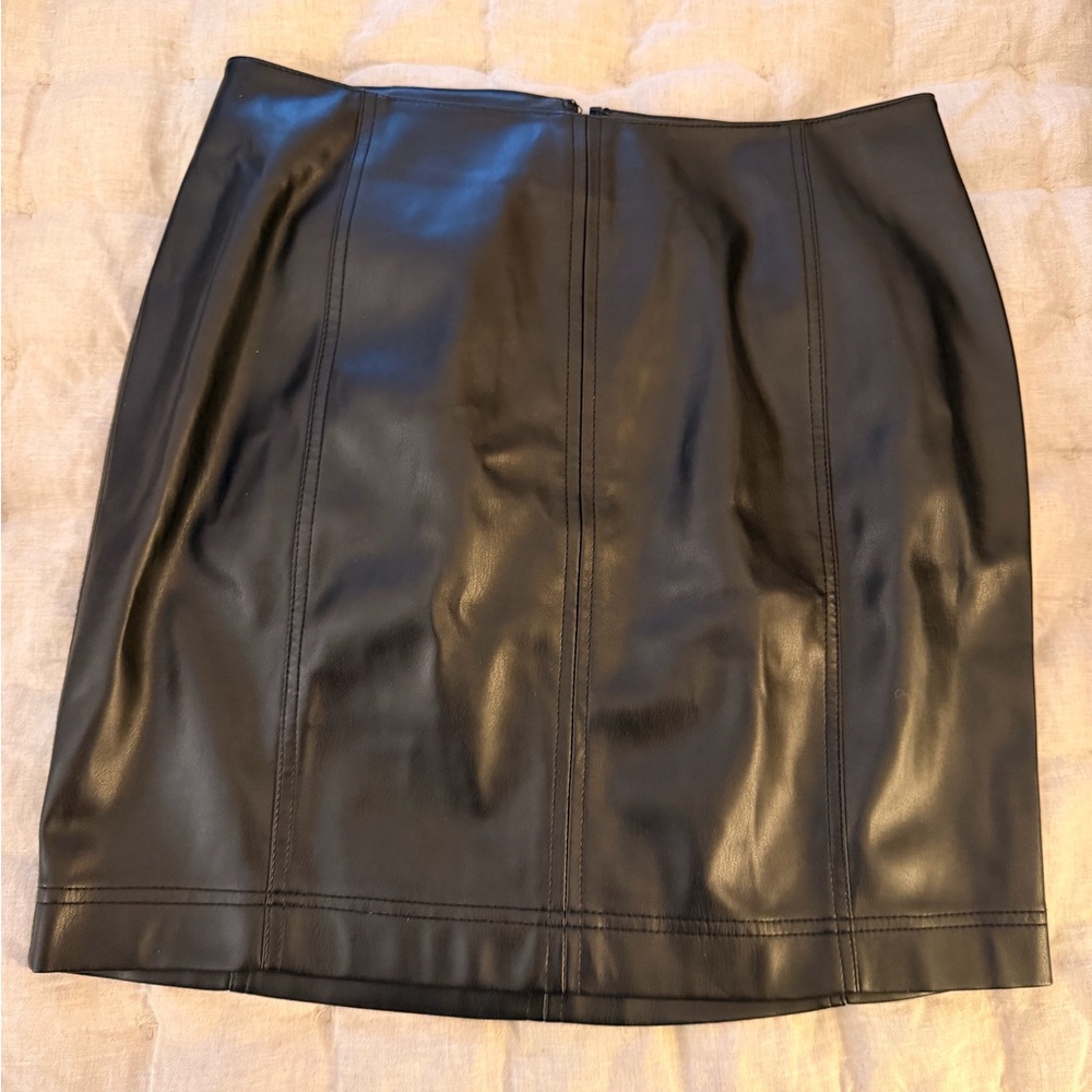Free People Black Faux Leather Mini Skirt